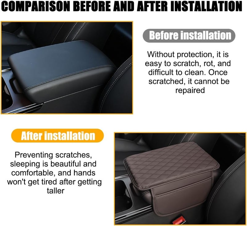 Mandark Car Center Console Cover, Microfiber Leather Vehicle Armrest Protector Cushion with 2 Storage Bags, Auto Interior Arm Rest Seat Box Pad Accessories, Universal for SUV, Sedan, Truck (Coffee) - Image 5